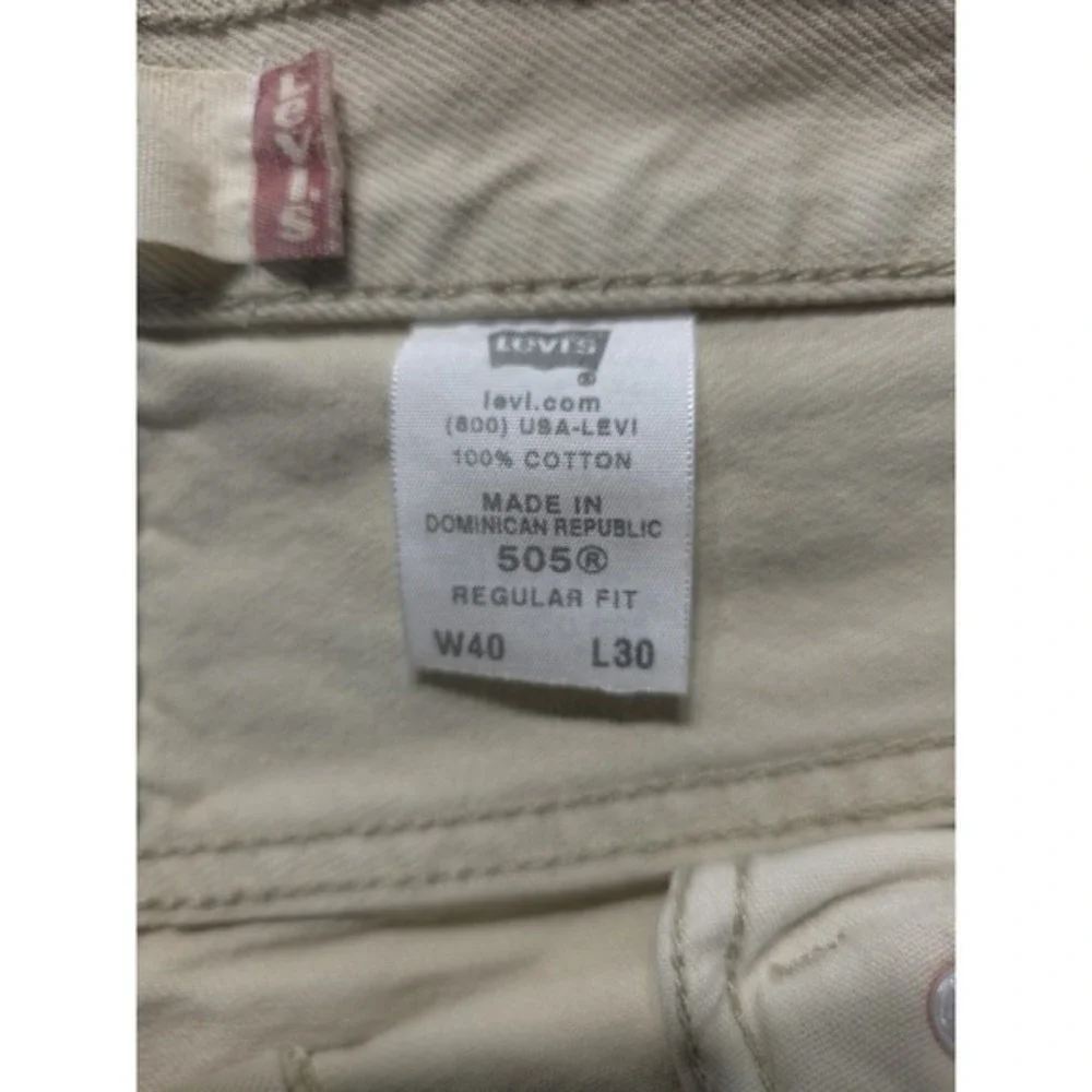 Levi's 505 Regular Fit Jeans Mens 40x30‎ Khaki Tan Denim Cotton Straight Leg